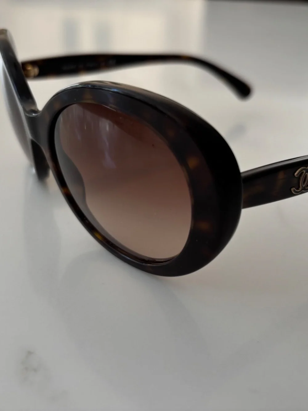 CHANEL Tortoise Shell Oversized Frame Gradient Tint Sunglasses